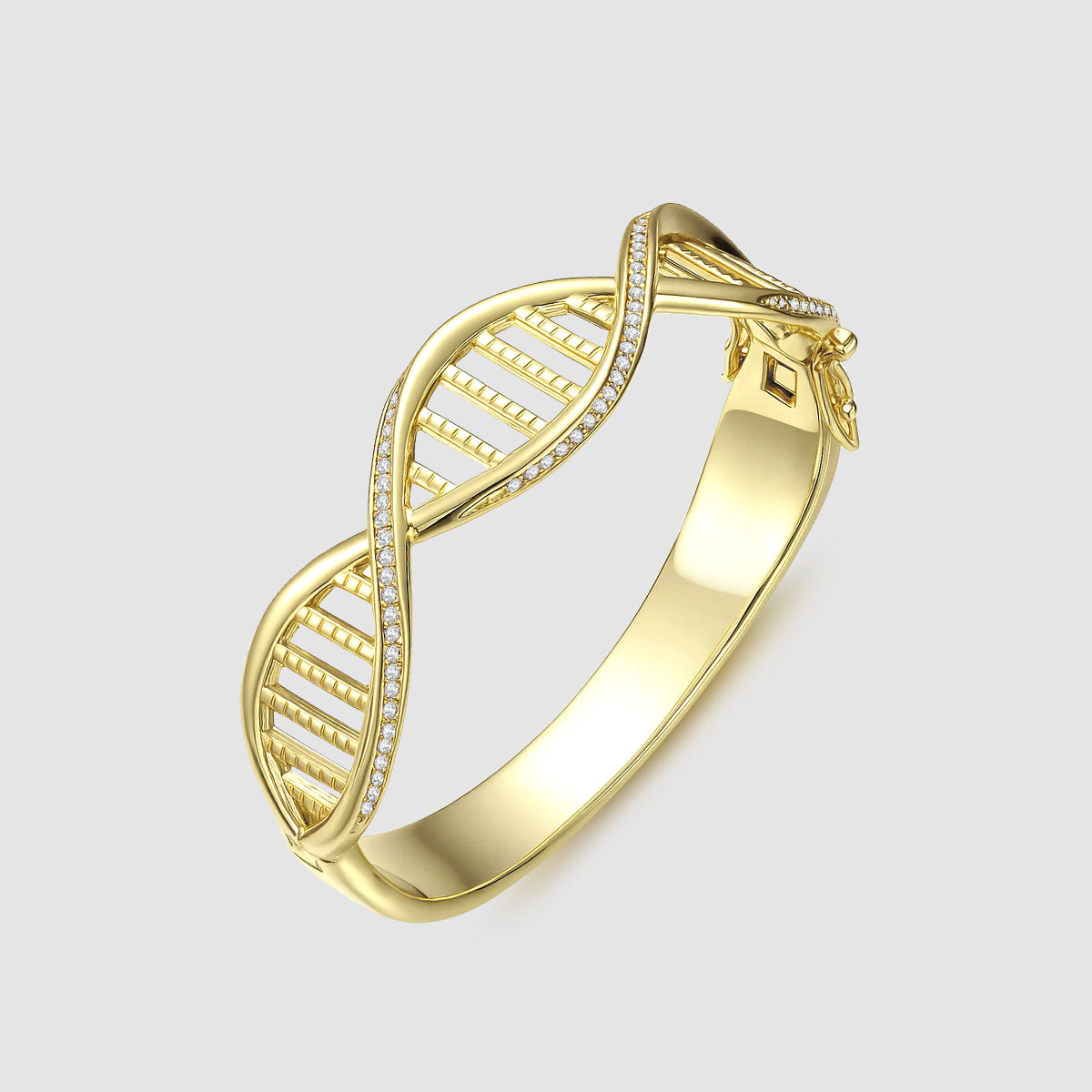 Double Helix Gene · Diamond-Wrapped Cross DNA Gold Bracelet