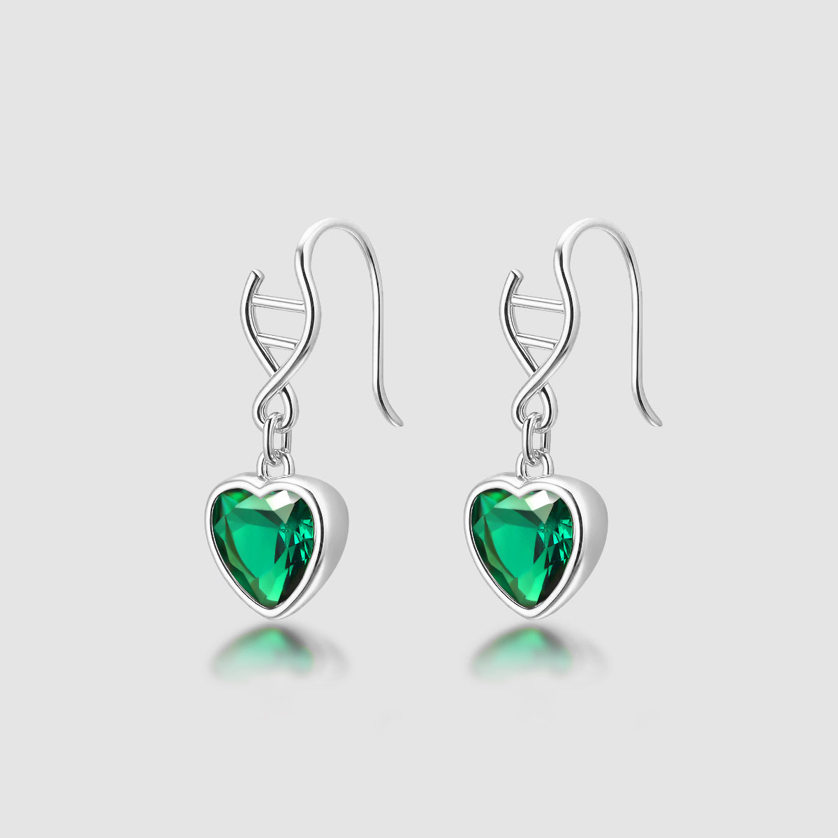 Heart Trace Gene · Emerald Heart DNA Drop Earrings