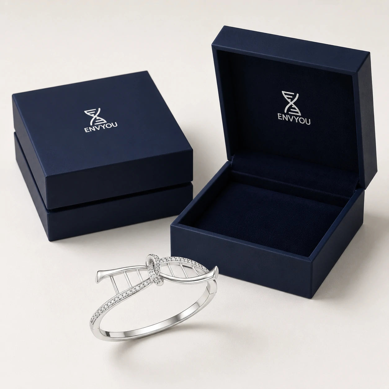 Eternal Gene Bow Bangle – DNA Inspired Crystal Bracelet