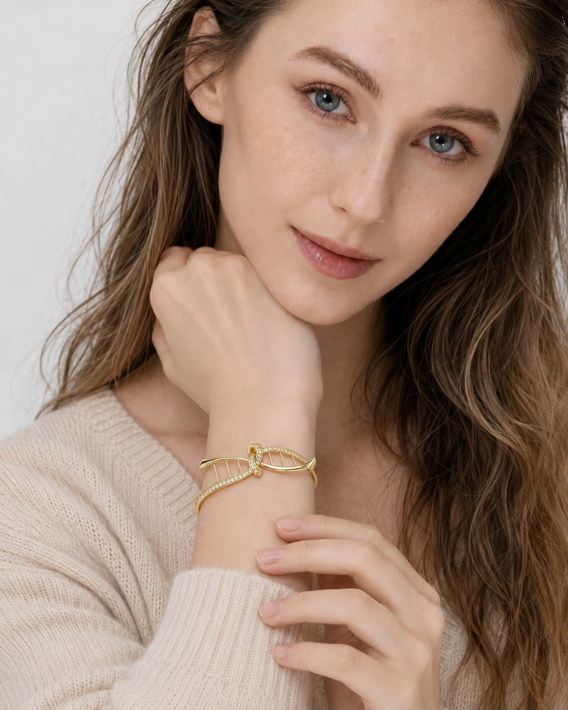 Eternal Gene Bow Bangle – DNA Inspired Crystal Bracelet