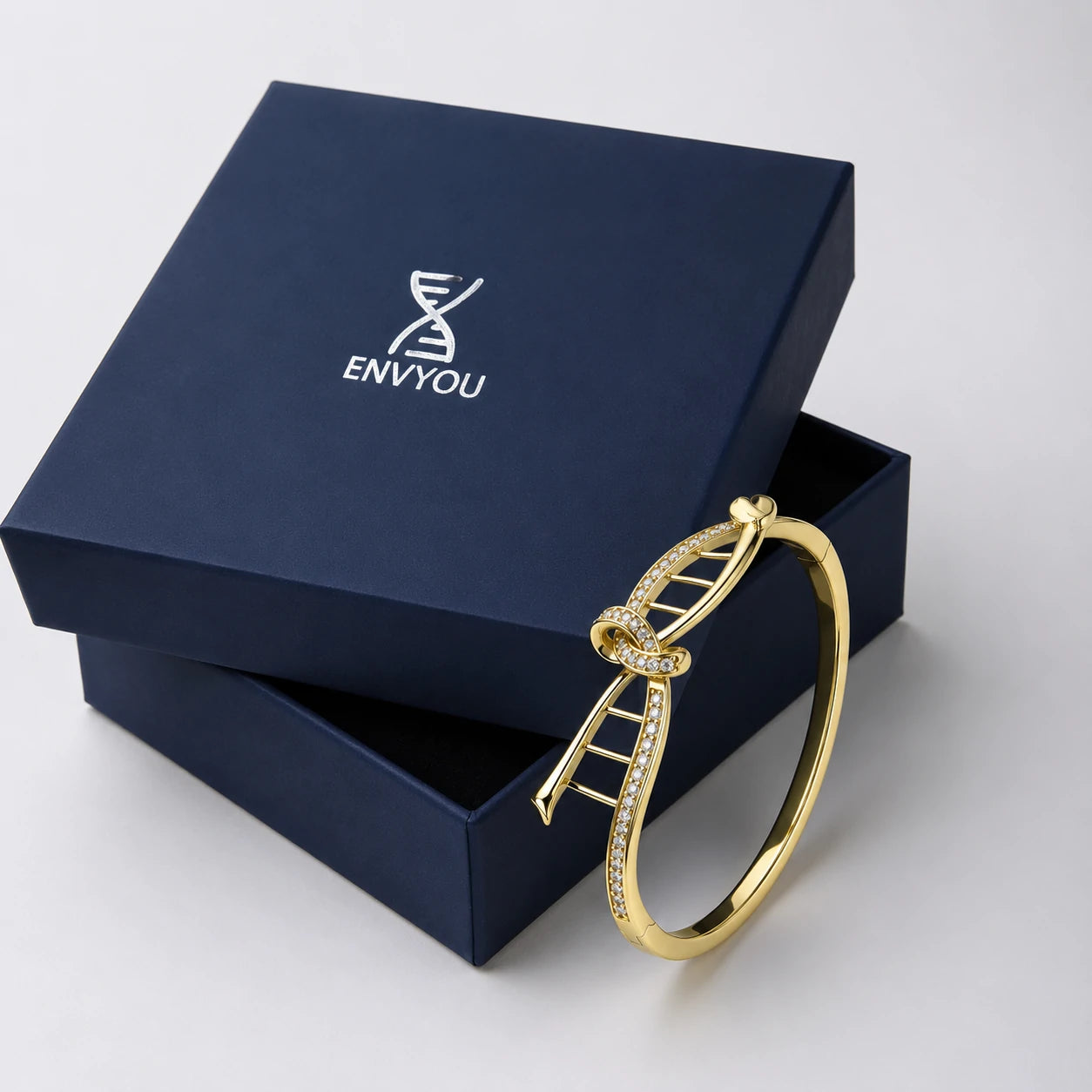 Eternal Gene Bow Bangle – DNA Inspired Crystal Bracelet
