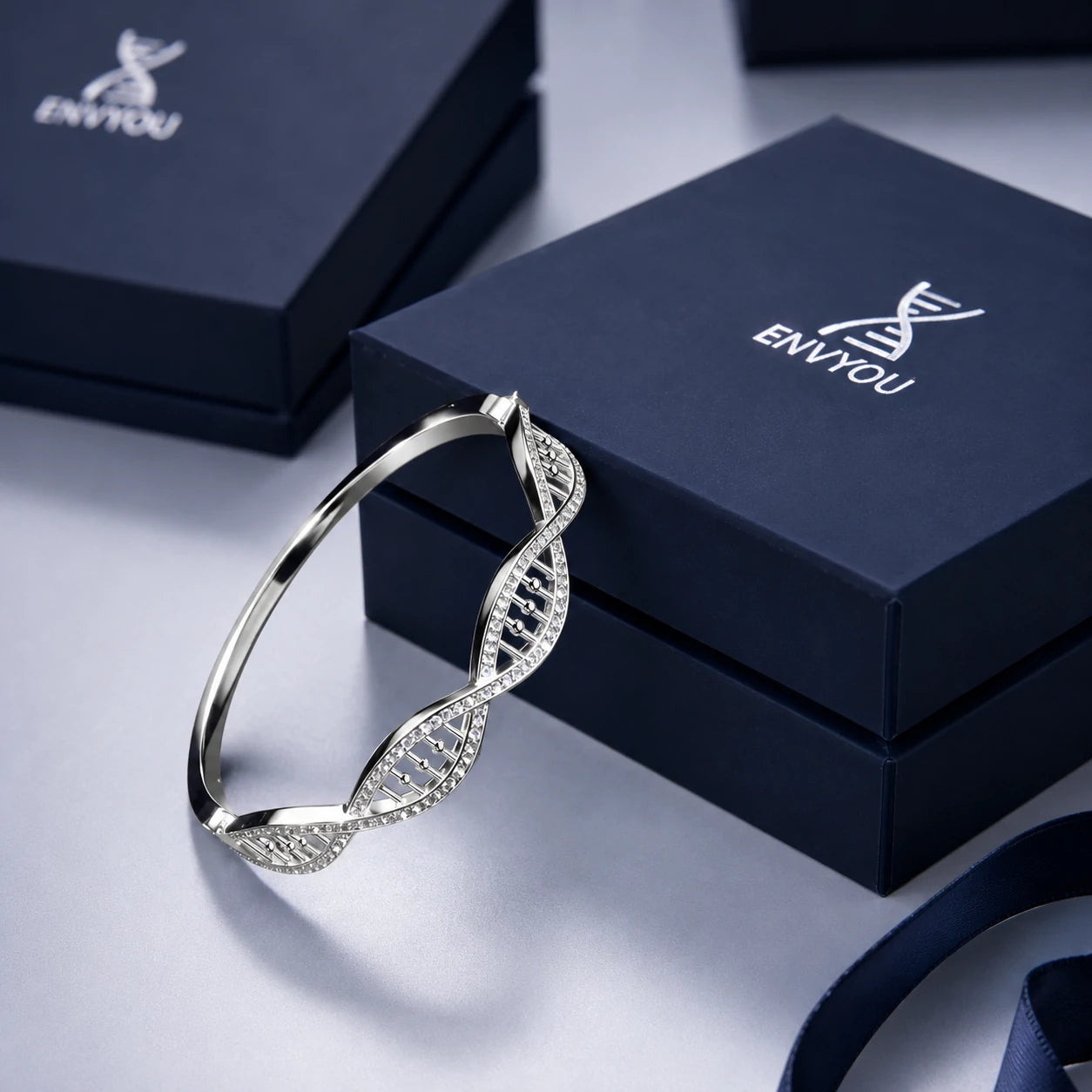 Golden Spiral Gene · DNA Double Helix Diamond Bangle