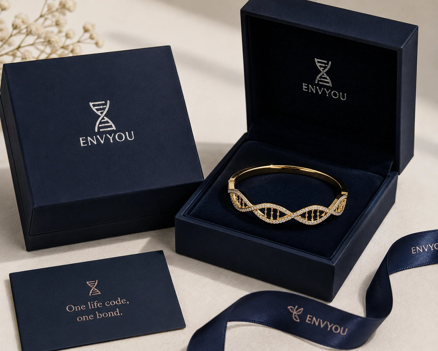 Golden Spiral Gene · DNA Double Helix Diamond Bangle