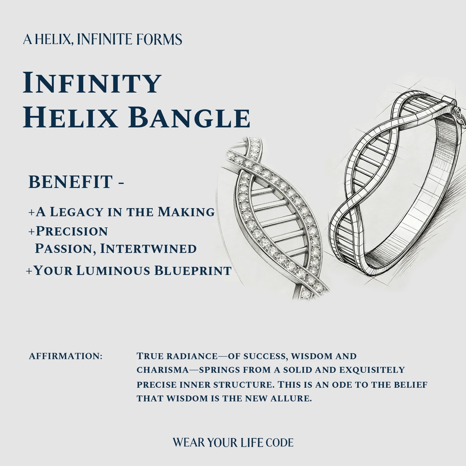 Golden Spiral Gene · DNA Double Helix Diamond Bangle