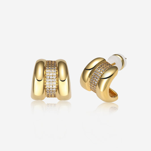 ENVYOU C-shaped Zircon Stud Earrings