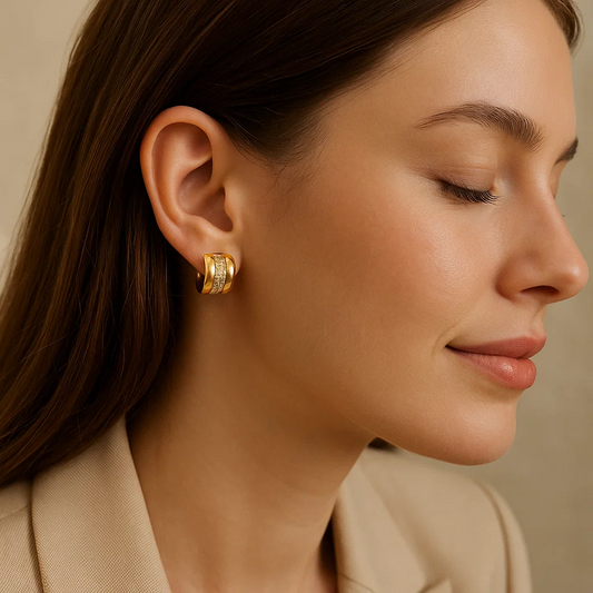 ENVYOU C-shaped Zircon Stud Earrings