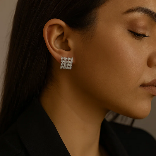 ENVYOU Square Zircon Stud Earrings