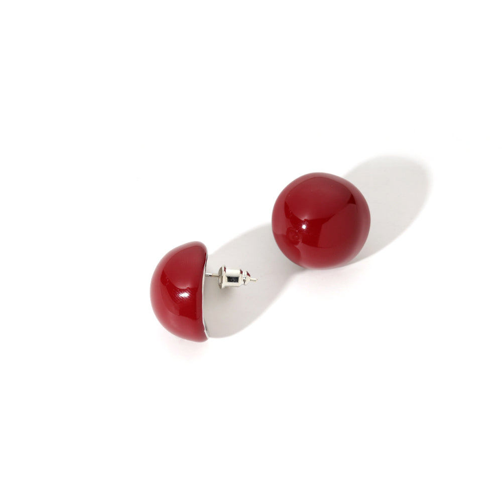 ENVYOU Glazed Semi-round Stud Earrings