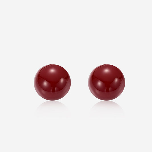 ENVYOU Glazed Semi-round Stud Earrings