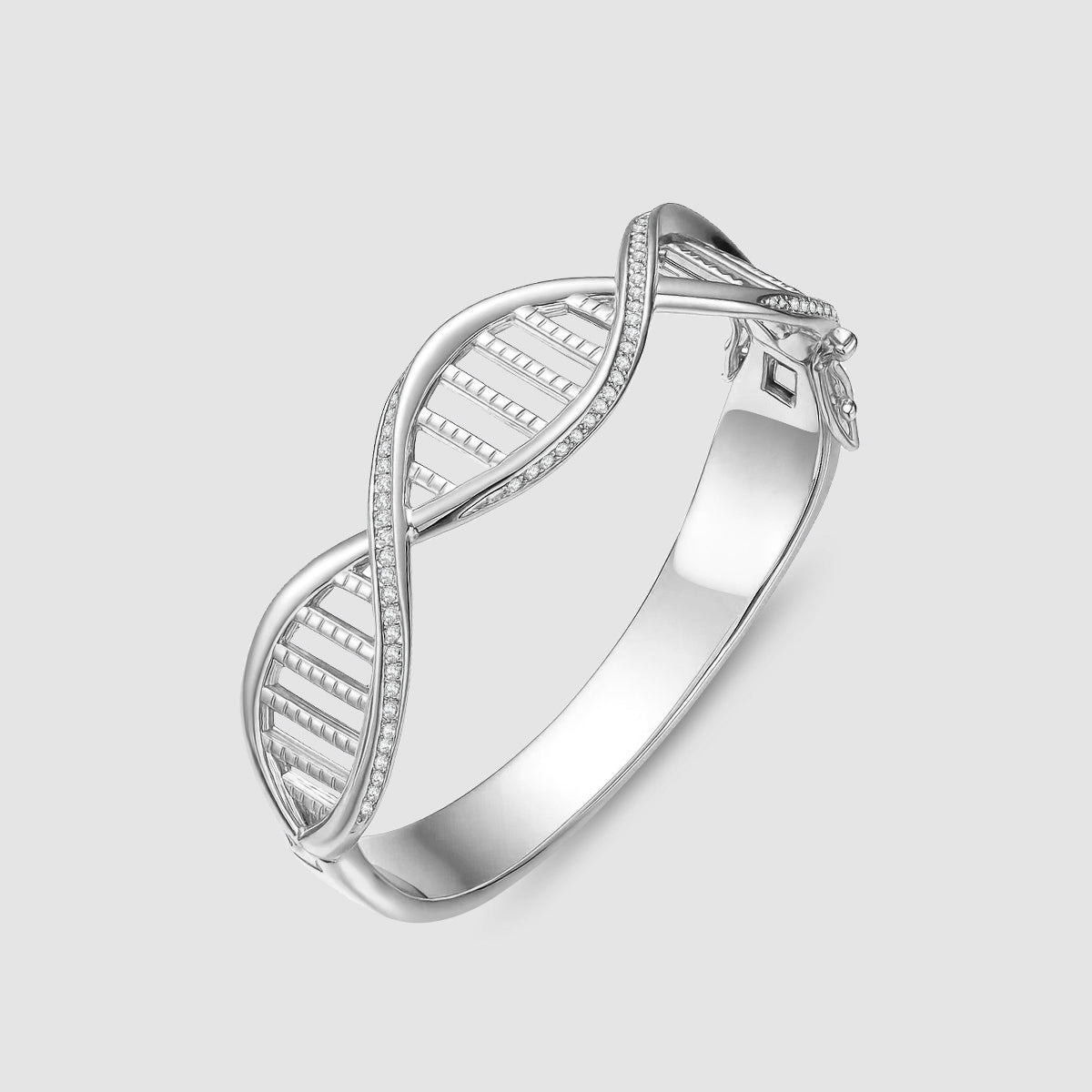 Double Helix Gene · Diamond-Wrapped Cross DNA Gold Bracelet