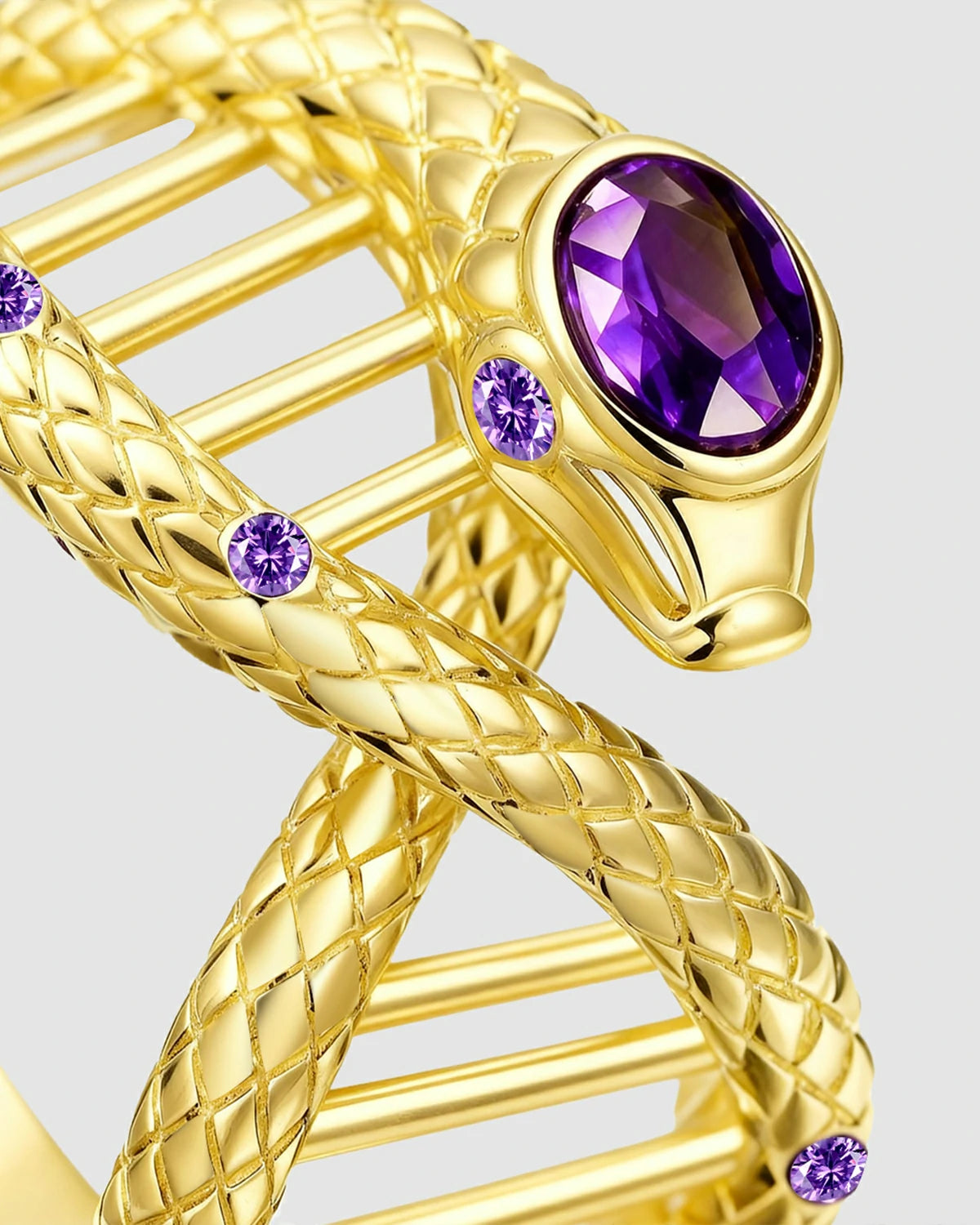Wrap Around Snake Ring
Unique Design Statement Ring
Snake DNA Ring
Serpent Totem Jewelry
Luxury Colored Gem Ring
Life Symbol Jewelry
Independent Designer Ring
Gene Serpent Ring
Amethyst Gold Ring