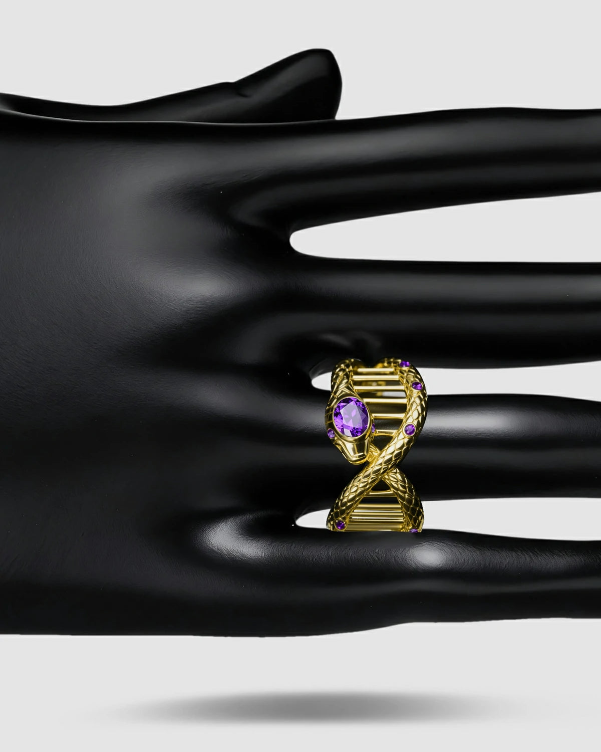Wrap Around Snake Ring
Unique Design Statement Ring
Snake DNA Ring
Serpent Totem Jewelry
Luxury Colored Gem Ring
Life Symbol Jewelry
Independent Designer Ring
Gene Serpent Ring
Amethyst Gold Ring
