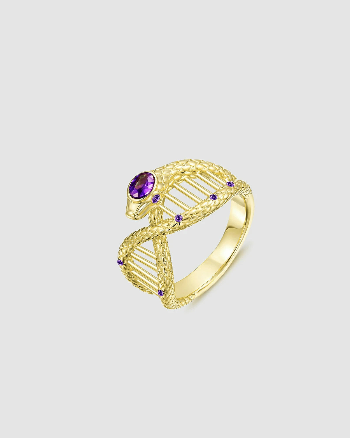 Wrap Around Snake Ring
Unique Design Statement Ring
Snake DNA Ring
Serpent Totem Jewelry
Luxury Colored Gem Ring
Life Symbol Jewelry
Independent Designer Ring
Gene Serpent Ring
Amethyst Gold Ring