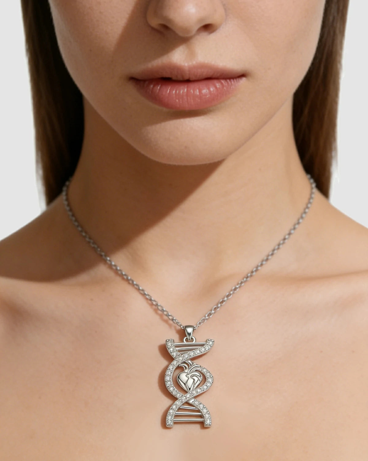 Heart-Linked Gene DNA Pendant 
Diamond-Studded Heart Gene Necklace 
Life Code Heart Necklace 
Unique Design Heart Gene Pendant 
Sparkling Heart-Linked DNA Necklace 
Luxury Heartbeat Gene Pendant 
One-of-a-Kind Diamond Heart Necklace 
Designer Heart-Linked Gene Pendant 
Daily Wear Heart DNA Necklace