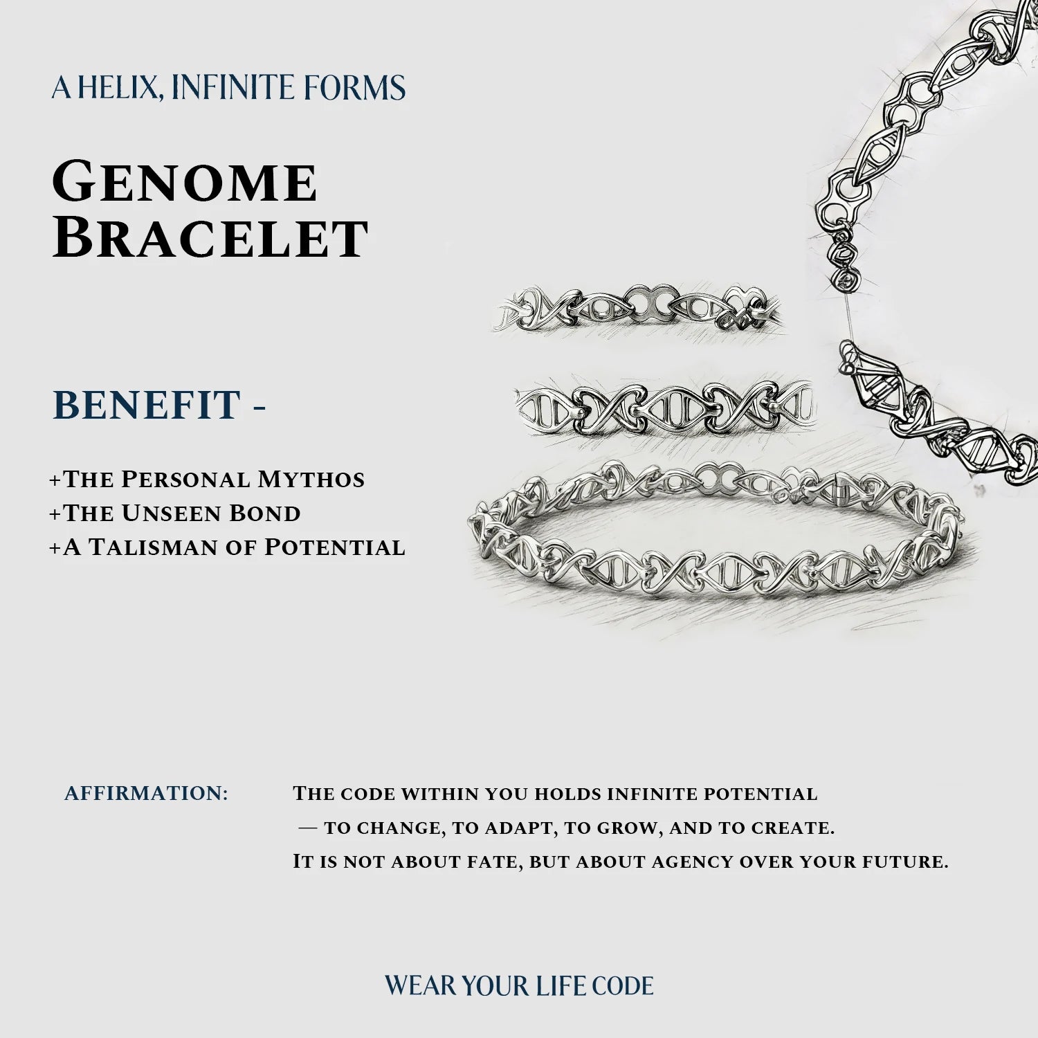 Linked Life Gene DNA Bracelet 
DNA Segment Gold Bracelet  
Life Code Segment Bracelet 
Unique Design Linked Life Gene Bracelet 
Linked DNA Gold Bracelet 
Luxury Closed-Loop Gene Bracelet 
One-of-a-Kind Segment DNA Bracelet 
Designer Linked Life Gene Bracelet 
Daily Wear DNA Gold Bracelet
