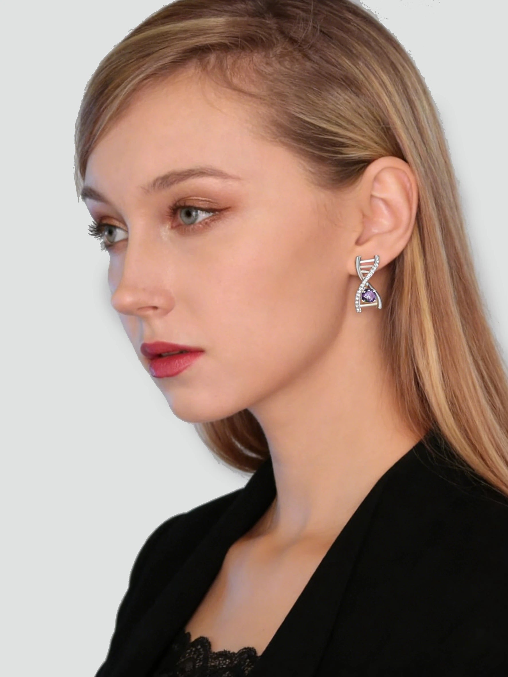 DNA Helix Earrings
Amethyst Diamond Earrings
Asymmetric Stud Earrings
925 Silver Earrings
Gene Jewelry
Unique Earrings Design
Violet Sequence Gene
Helix Earrings
Symbolic Earrings
Minimalist Earrings