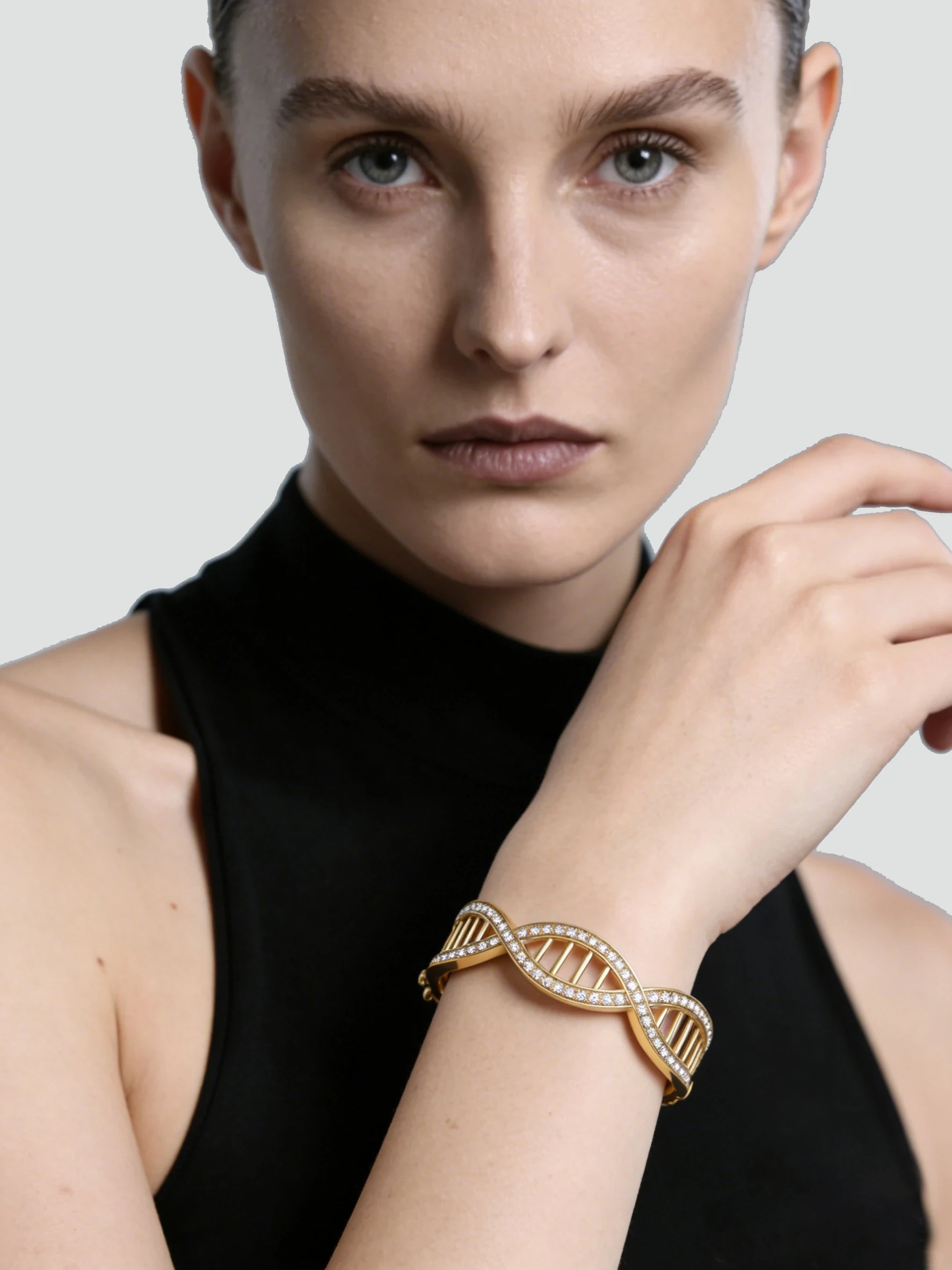 Gene Helix Diamond Bangle  
Stardust Paved Diamond Bangle 
Unique Design Luxury Bangle 
Life Code Jewelry 
Light Luxury Diamond Bracelet 
One-of-a-Kind DNA Chain Bangle 
Elegant Daily Wear Bangle 
Designer Gold Diamond Bangle 
Personalized Life Symbol Jewelry