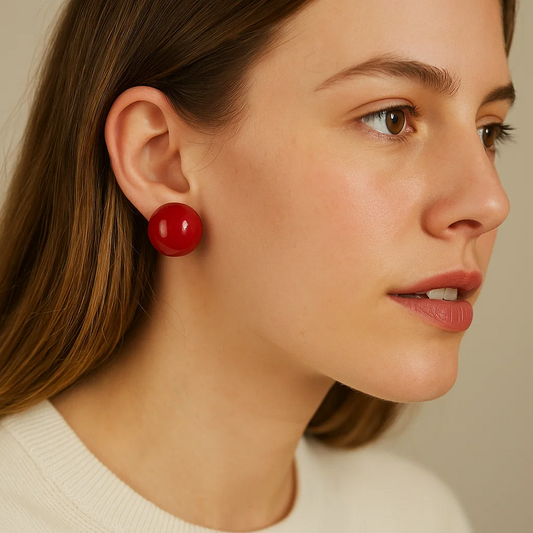 ENVYOU Glazed Semi-round Stud Earrings
