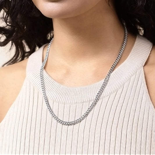 ENVYOU Silver Cuban Chain Necklace