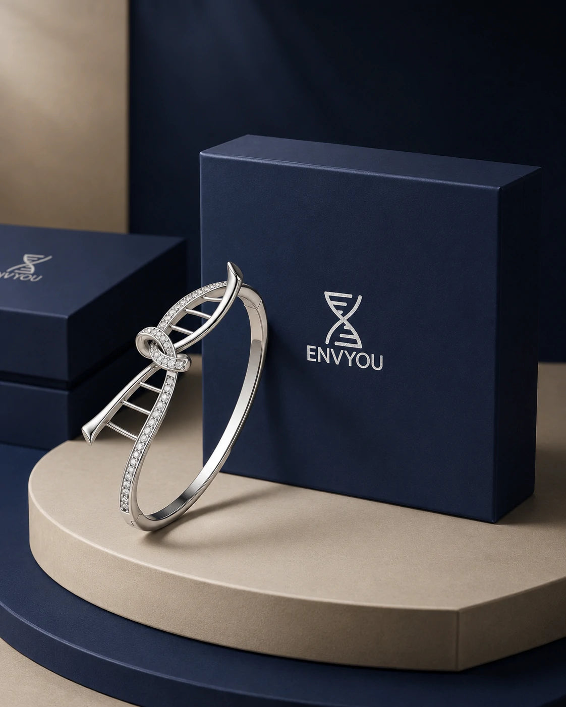 Eternal Gene Bow Bangle – DNA Inspired Crystal Bracelet
