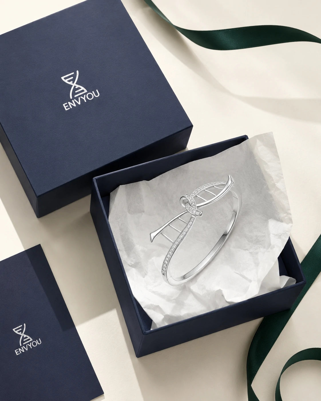 Eternal Gene Bow Bangle – DNA Inspired Crystal Bracelet