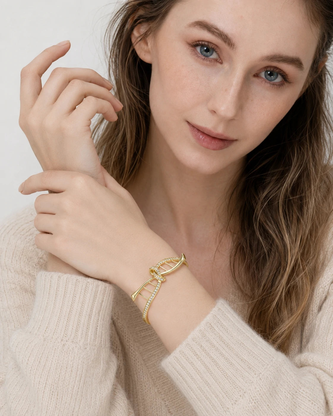 Eternal Gene Bow Bangle – DNA Inspired Crystal Bracelet