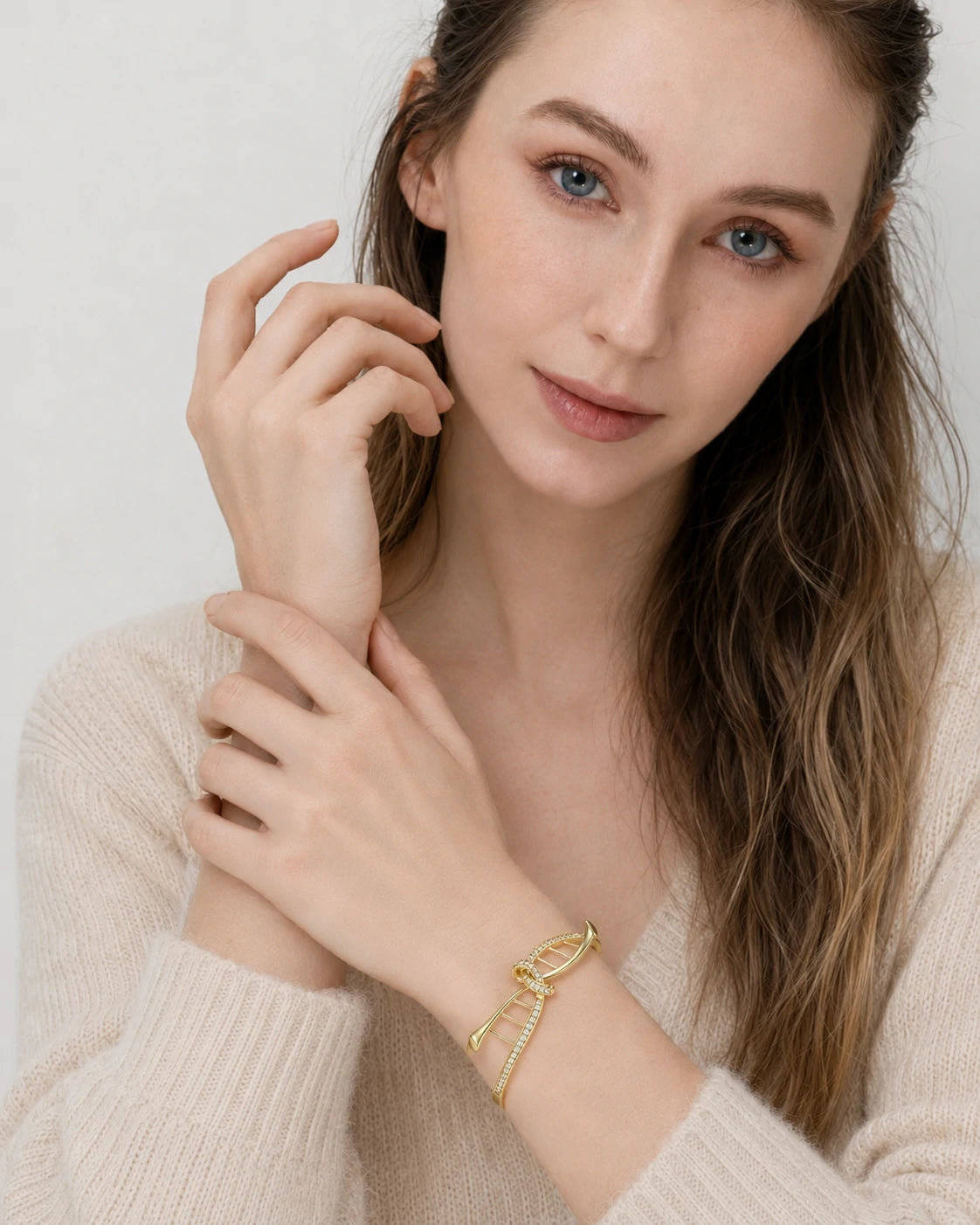 Eternal Gene Bow Bangle – DNA Inspired Crystal Bracelet