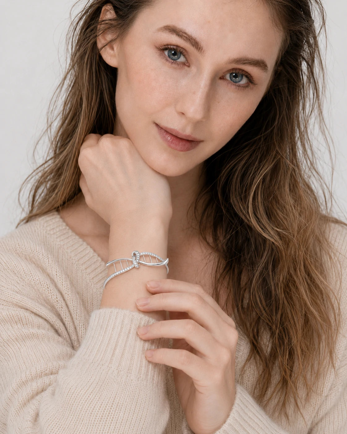 Eternal Gene Bow Bangle – DNA Inspired Crystal Bracelet