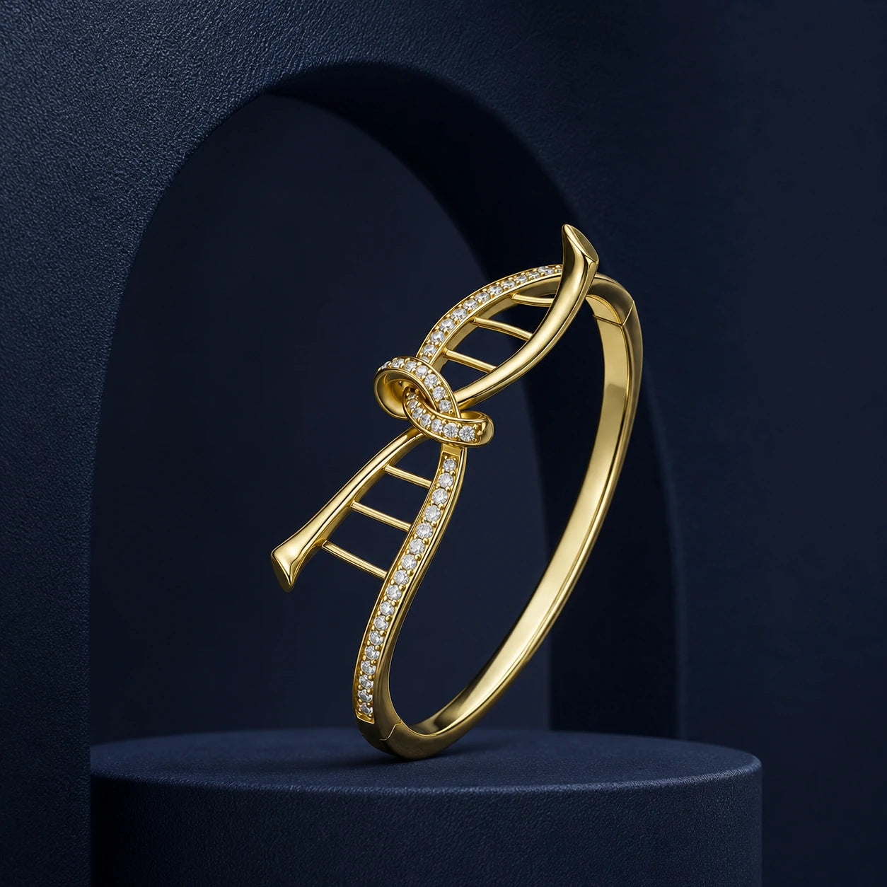 Eternal Gene Bow Bangle – DNA Inspired Crystal Bracelet